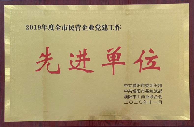 民营企业党建工作先进单位